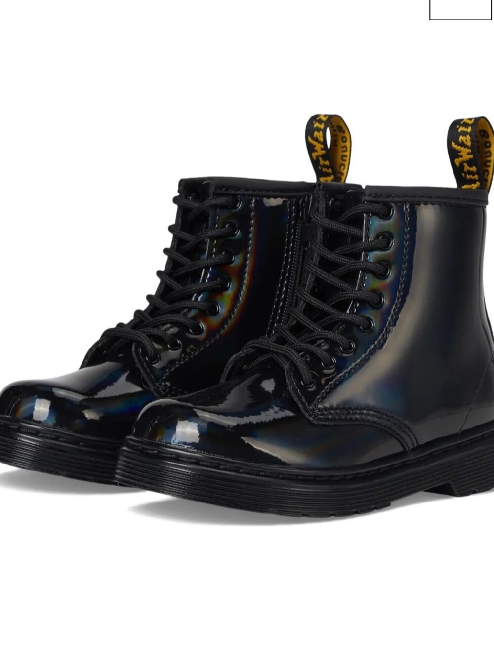 NiB Dr. Marten's Black 🌈 Patent Laced With Side Zipper Toddler Boots 9